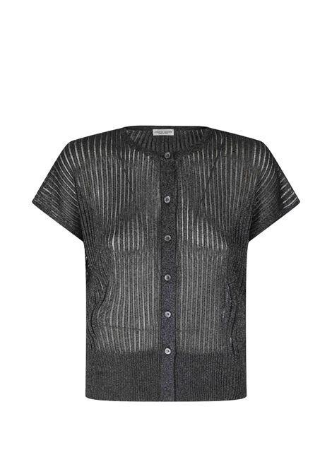 cardigan a coste donna nero ROBERTO COLLINA | 261FXA3704209
